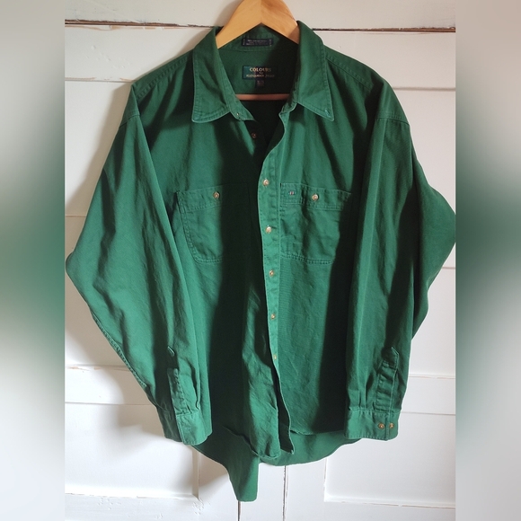 Colours By Alexander Julian Men's Green 100% Cotton Long Sleeve Button Down | XL - Picture 1 of 4